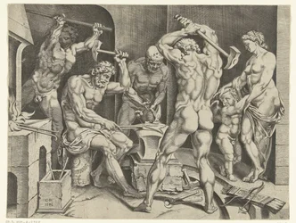 Venus en Amor in de werkplaats van Vulcanus