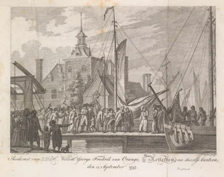 Aankomst de gewonde prins Willem George Frederik te Rotterdam, 1793