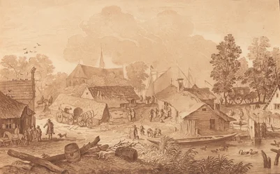 Dorp met vijver, ca. 1782