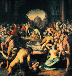 Kindermoord, centraal paneel van drieluik, door Cornelis Cornelisz van Haarlem