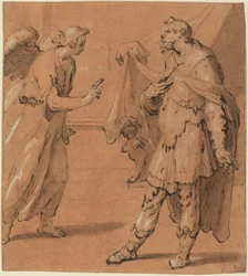 De engel verschijnt aan de centurio Cornelius, eind jaren 1590 (pen en inkt)