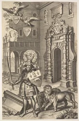 Allegorisch portret van Graaf Tassis illustratie uit Jean Jacques Chifflet, Les marques ..., 1645
