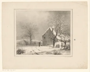 Huizen in sneeuwlandschap
