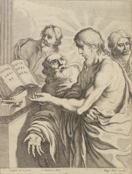 Christus presenteert Petrus de sleutels