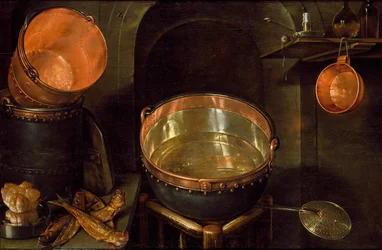 Stilleven van keukengerei, begin 17e eeuw