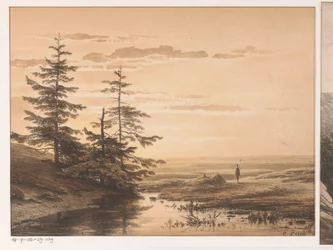Landschap met zonsondergang