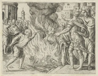 Filistijnen verbranden Simsons vrouw en schoonvader Geschiedenis van Simson