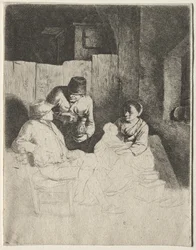 De moeder zittend in een herberg, midden 1600s