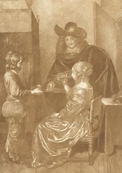 Heer en dame met page