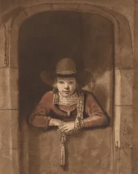 Jongen leunend over een lagere deur, 1763, gepubliceerd 1765