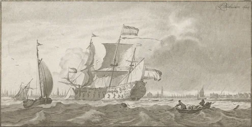 Oorlogsschip op het IJ