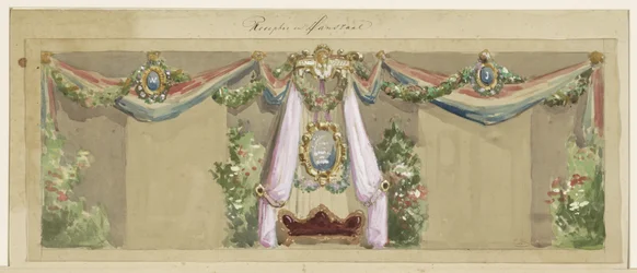 Ontwerp voor de feestdecoratie ter gelegenheid van het zilveren huwelijk van J.C. van Pappelendam en echtgenote