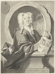 Portret van Jacob Campo Weyerman in medaillon