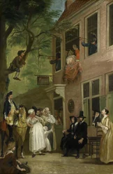 De ambassadeur van de schavuiten in Bokki Tavern, ca. 1739-1750 (olieverf op doek)