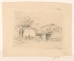 Oude schuur met rieten dak