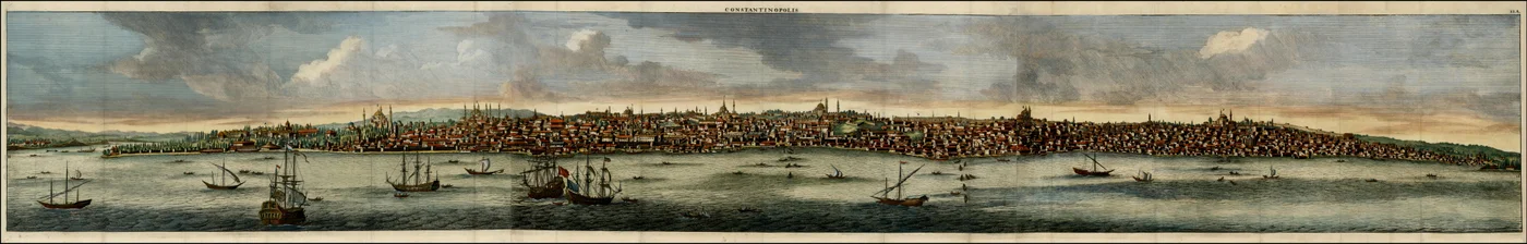 1698 ingekleurd gezicht op Constantinopel door Cornelis De Bruyn