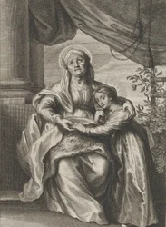 De opvoeding van de Maagd, met Sint Anna zittend op een bank en omhoog kijkend, ca. 1645-78