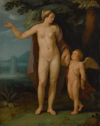 Nederlands: Venus en Cupido Venus en Cupido in een landschap