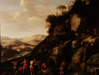 Boeren dansen in een Landschap
