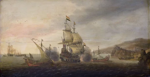 Zeeslag tussen Nederlandse oorlogsschepen en Spaanse galeien, c.1633-50
