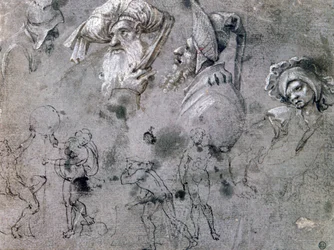 Studie met hoofden met uitdrukkingen, ca. 1468-1533