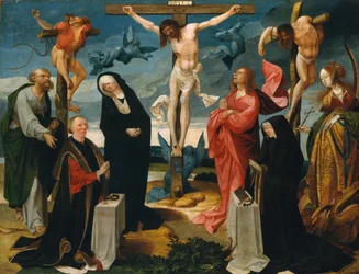 De Kruisiging met Donateurs en Heiligen Petrus en Margaretha