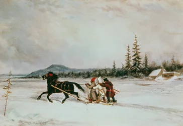 Inwoners sleetje rijden, c.1855