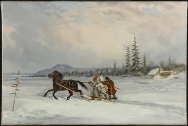Bewoners aan het sleeën, ca. 1855