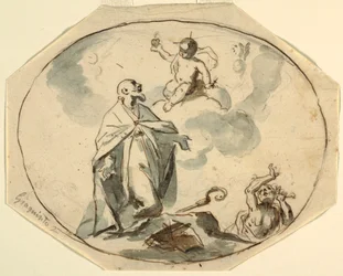 Bisschop heilige aanbiddende Christus kind