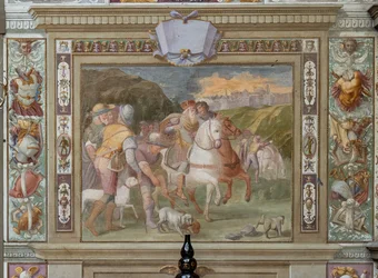 Jachttafereel, uit de Akten van Godfried van Bouillon, ca.1589-94 (fresco)