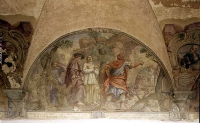 St. Dominic bekeert een ketter, lunet uit de fresco cyclus van het leven van St. Dominic