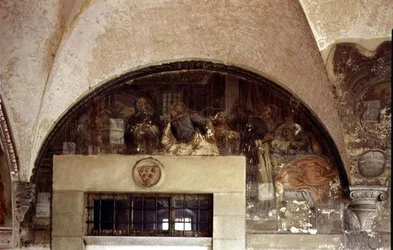 St. Dominic geneest de zieke vrouw, lunet uit de fresco cyclus van het leven van St. Dominic
