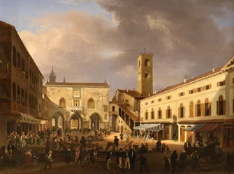 Uitzicht op de Piazza Grande in Bergamo
