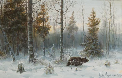Winterlandschap met beer, 1907