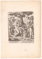 Man in gezelschap van Venus, Ceres en Bacchus