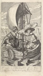 Koning Lodewijk XIII en kardinaal Richelieu in een schuit
