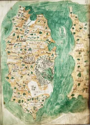 Een kaart van Khios en aangrenzend vasteland, ca. 1420
