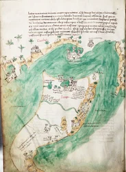 Kaart van Kos en Bodrum, ca. 1420 (perkament)