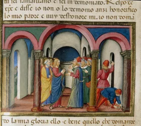 Jezus wordt ondervraagd bij de tempel van Salomo
