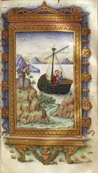 Oenone treurend bij het zien van Paris met Helena, illustratie voor Ovidius