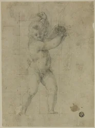 Putto met opgeheven armen
