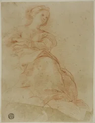 Vrouw zittend op wolken