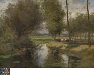 Dutch: Leielandschap of De weg naar het Patijntje in Gent Landscape by the River Lys or The Road to the ‘Patijntje’ in Ghent
