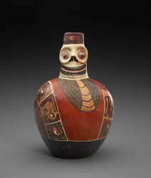 Figuurfles met doodsmasker, 600-1000 n.Chr.
