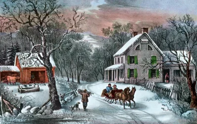 Amerikaanse boerderij in de winter, 1868