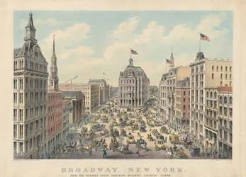 Broadway, New York: Vanaf het Western Union Telegraph Building naar het noorden kijken