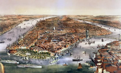 De stad New York, Verenigde Staten, 1870