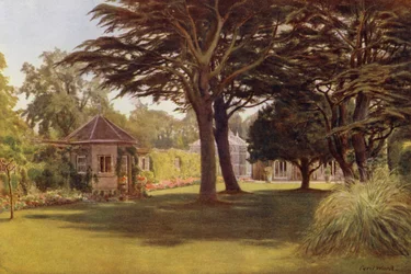"Een Ceder spreidde zijn donkergroene lagen van schaduw," Osborne Cottage