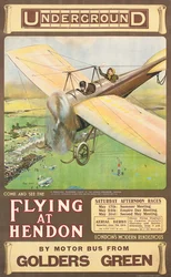 "Vliegen in Hendon", een reclameposter, 1914