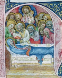 Ms XIII A 12 Begrafenis van de Maagd, uit Liber Viaticus door Jean de Stredy, na 1360